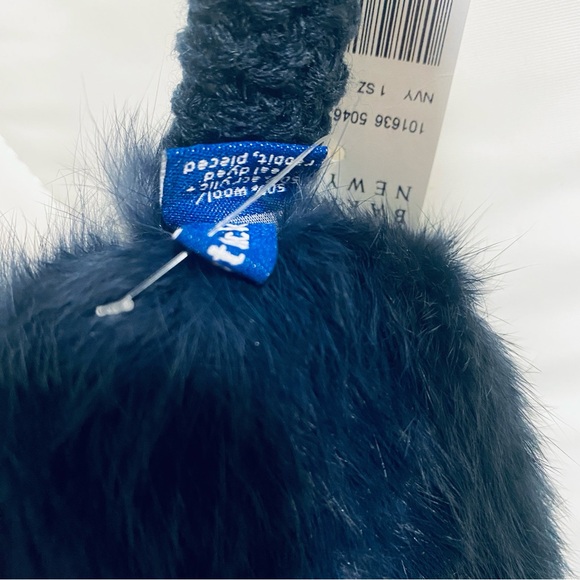 NWT Barney’s New York x Hat Attack Real Dyed Rabbit Fur Knit Earmuffs in Navy